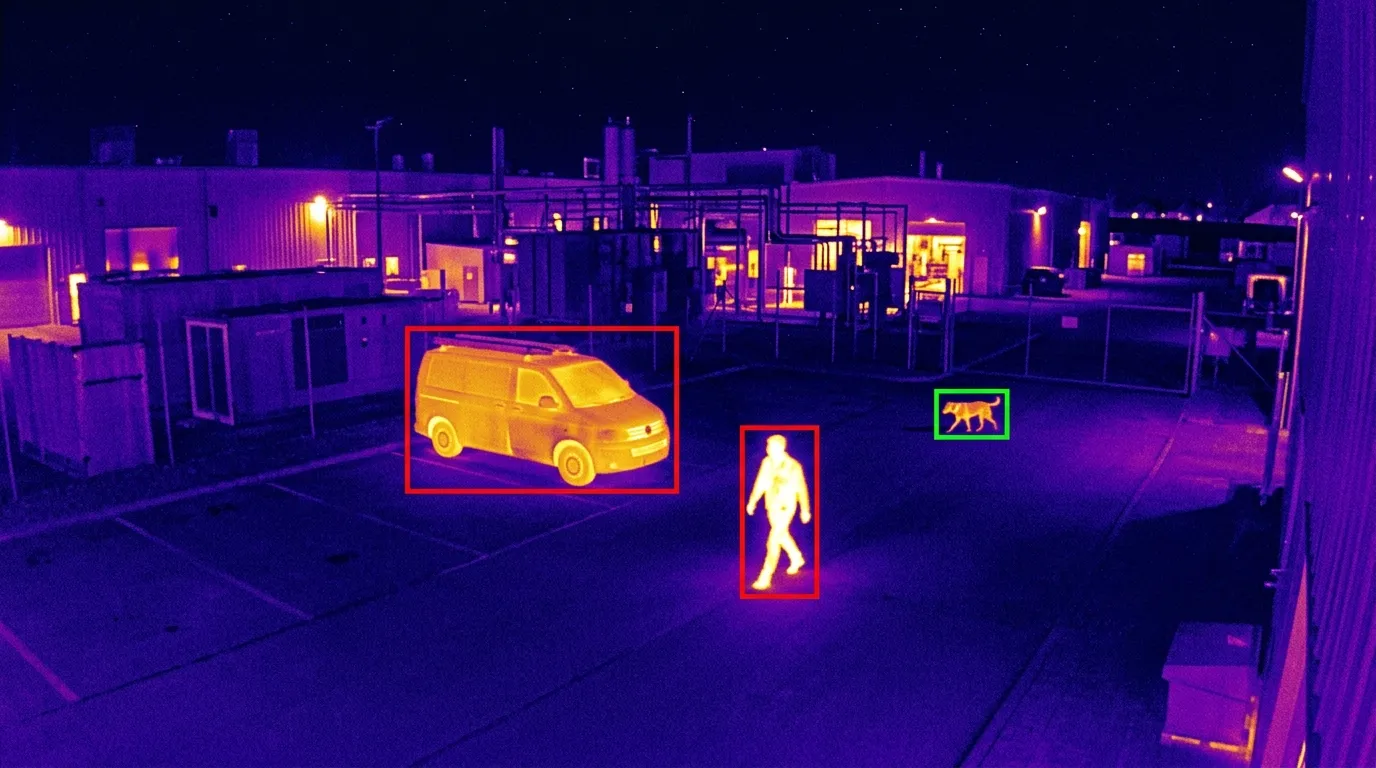 Visión térmica: detección de calor corporal de personas, vehículos y animales